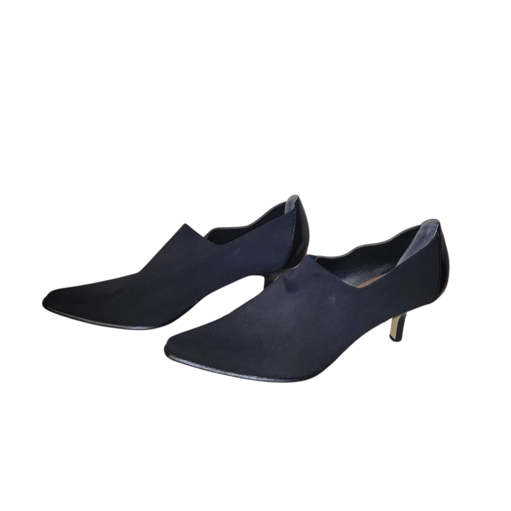 Donald Pliner Couture Lacia Sock Knit/Leather Trim Kitten Heel In Black, Size 10 - Picture 4 of 9